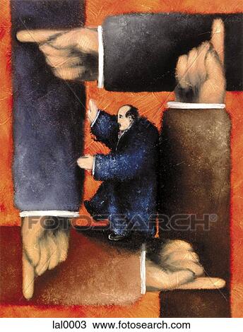 A drawing of a business man situated between four arms View Large Illustration Drawing - A drawing of a business man situated between four arms. Fotosearch