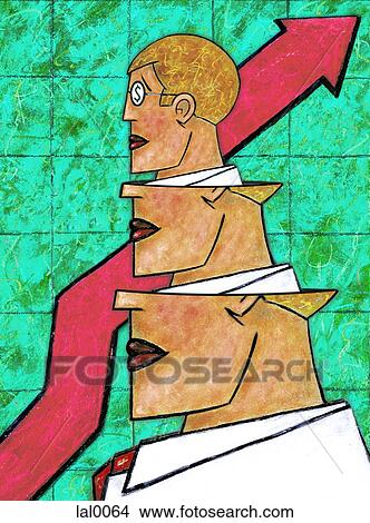 Stock Illustration - A drawing of a businessman emerging from a larger businessman with a graph background. Fotosearch