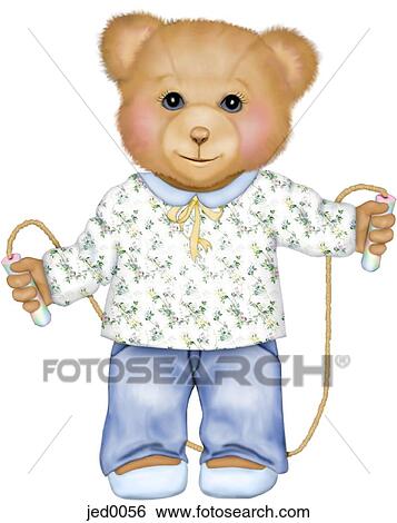 Stock Illustration - A drawing of a small bear skipping. Fotosearch