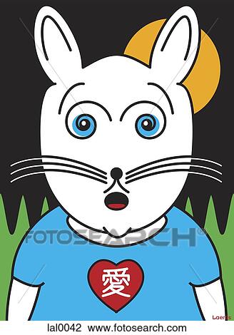 Drawing - A drawing of a surprised looking rabbit. Fotosearch