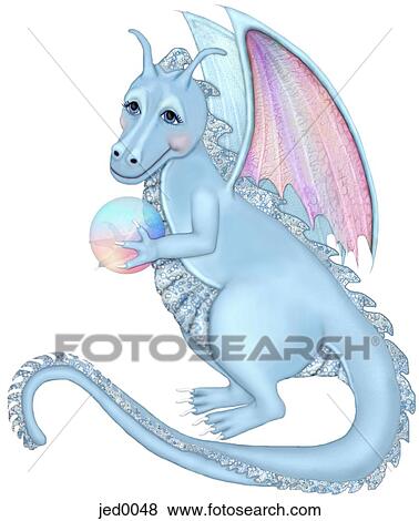 A drawing of a timid blue dragon View Large Illustration Stock Illustration - A drawing of a timid blue dragon. Fotosearch