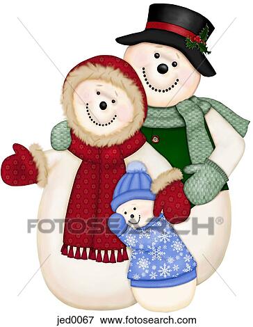 A family of snowmen View Large Illustration Stock Illustration - A family of snowmen. Fotosearch
