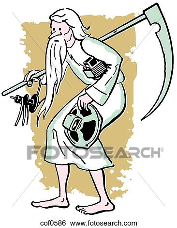 Stock Illustration - A frail old man weighed down. Fotosearch