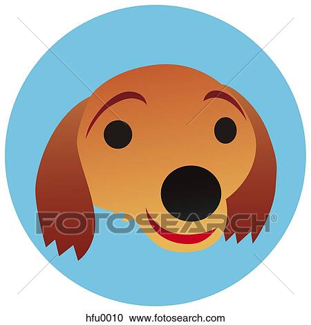A Golden retriever on a blue circular background View Large Illustration Clipart - A Golden retriever on a blue circular background. Fotosearch