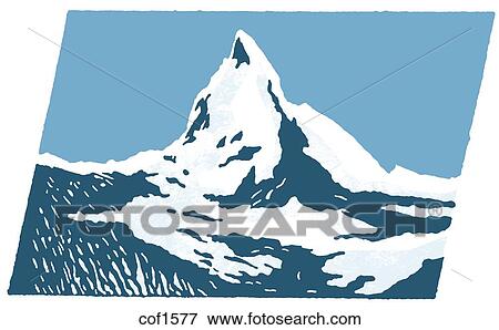 A graphical print of snow capped mountains View Large Illustration Stock Illustration - A graphical print of snow capped mountains. Fotosearch