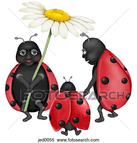 A group of ladybugs with a large Daisy flower View Large Illustration Stock Illustration - A group of ladybugs with a large Daisy flower. Fotosearch