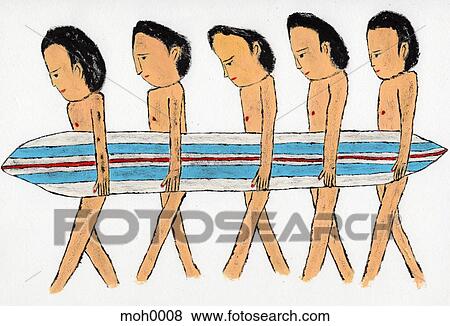 A group of men carrying a long board View Large Illustration Stock Illustration - A group of men carrying a long board. Fotosearch
