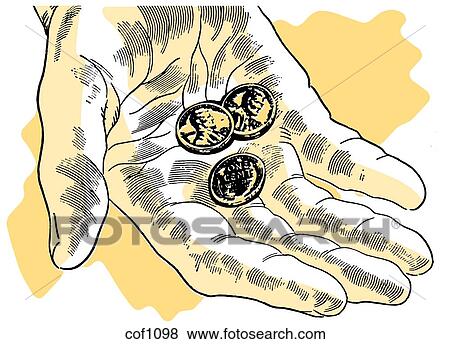 A hand with nothing more than a few pennies View Large Illustration Stock Illustration - A hand with nothing more than a few pennies. Fotosearch