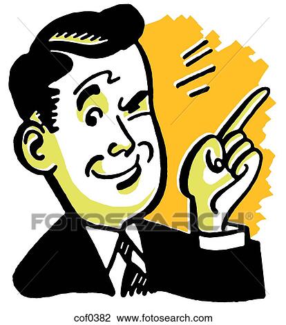 Drawing - A happy looking businessman winking. Fotosearch