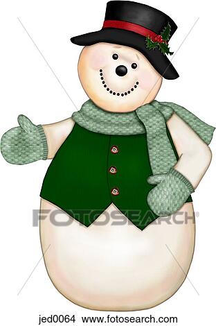 Stock Illustration - A jolly Christmas snowman. Fotosearch