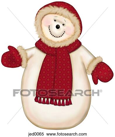 Stock Illustration - A jolly Christmas snowman. Fotosearch