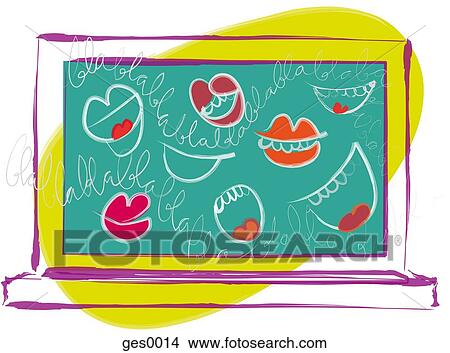 A laptop computer with numerous mouths all over the screen View Large Illustration Stock Illustration - A laptop computer with numerous mouths all over the screen. Fotosearch