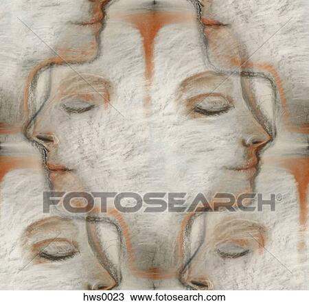 A layering of a portrait image View Large Illustration Drawing - A layering of a portrait image. Fotosearch