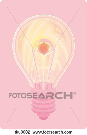 Drawing - A light globe on a pink background. Fotosearch
