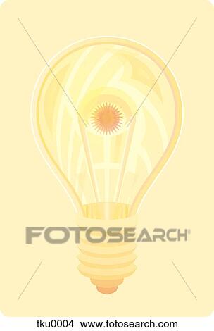 Stock Illustration - A light globe on a yellow background. Fotosearch