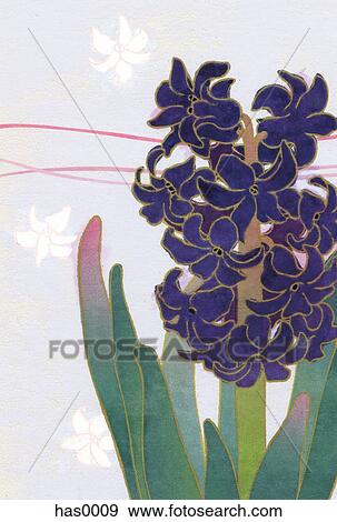 Stock Illustration - A long stemmed purple flower. Fotosearch