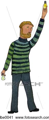 Clip Art - A man changing a light bulb. Fotosearch