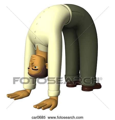 A man doing a back bend illustrated in a 3D style View Large Illustration Stock Illustration - A man doing a back bend illustrated in a 3D style. Fotosearch