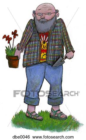 A man potting a plant View Large Illustration Stock Illustration - A man potting a plant. Fotosearch