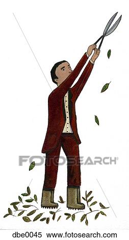Stock Illustration - A man pruning. Fotosearch