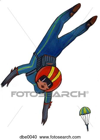 Clipart - A man sky diving. Fotosearch