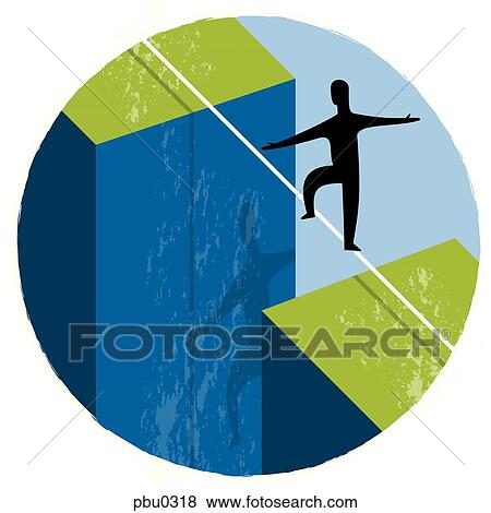 A man walking a tight rope between two blocks View Large Illustration Stock Illustration - A man walking a tight rope between two blocks. Fotosearch