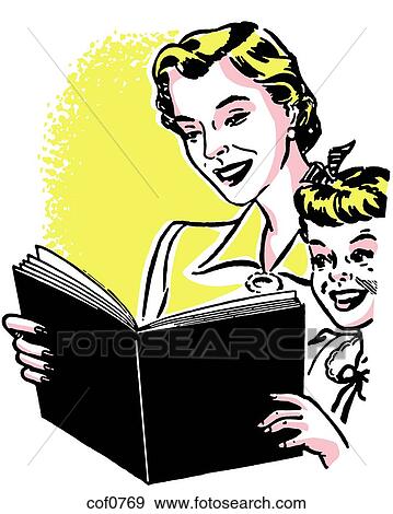 Stock Illustration - A mother reading to her child. Fotosearch