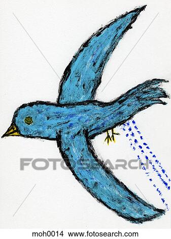 Stock Illustration - A naive drawing of a bird relieving itself. Fotosearch