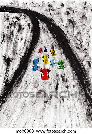 A painting of a racing track in motion View Large Illustration Drawing - A painting of a racing track in motion. Fotosearch