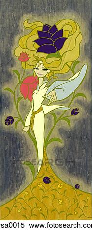 A painting on a wood canvas of a fantasy character View Large Illustration Stock Illustration - A painting on a wood canvas of a fantasy character. Fotosearch