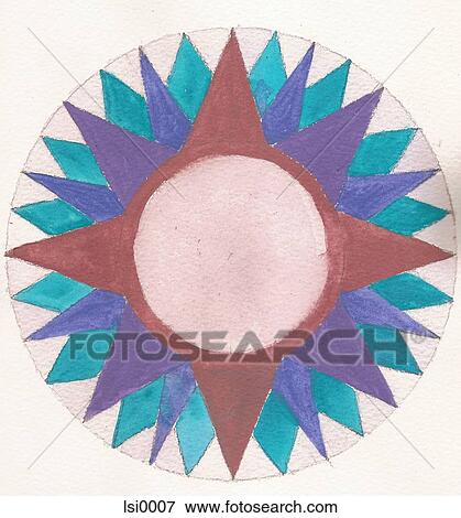 Stock Illustration - A painting on textured paper of a compass. Fotosearch