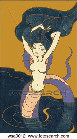 A portrait of a mermaid View Large Illustration Drawing - A portrait of a mermaid. Fotosearch