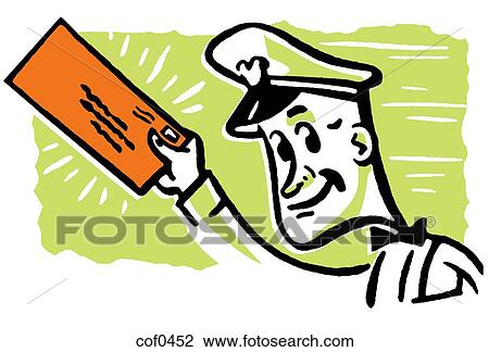 A postal worker delivering mail View Large Illustration Drawing - A postal worker delivering mail. Fotosearch