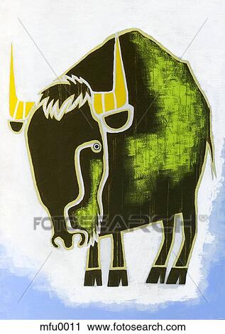 A print of a bull View Large Illustration Clip Art - A print of a bull. Fotosearch