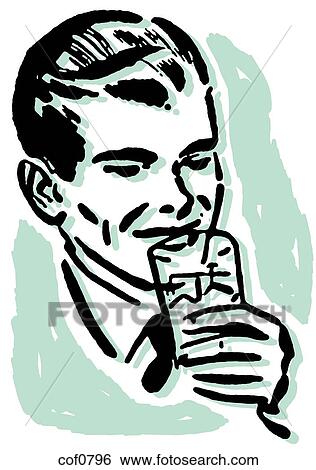 A print of a man drinking View Large Illustration Stock Illustration - A print of a man drinking. Fotosearch