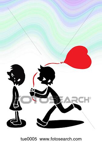 Stock Illustration - A print of a romantic young couple. Fotosearch