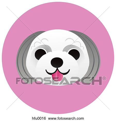 A Shih Tzu on a pink circular background View Large Illustration Stock Illustration - A Shih Tzu on a pink circular background. Fotosearch