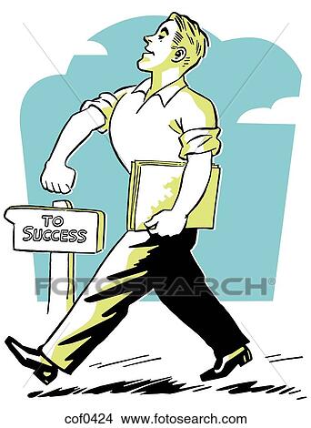 Stock Illustration - A strong and healthy looking man strutting to success. Fotosearch