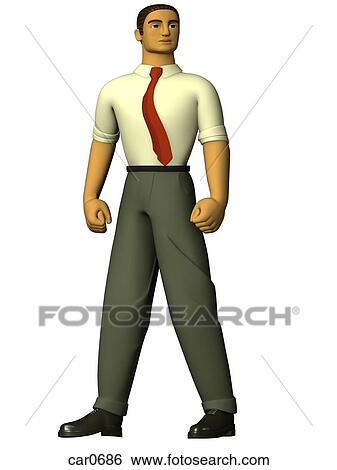 Stock Illustration - A strong looking man in a 3D style. Fotosearch