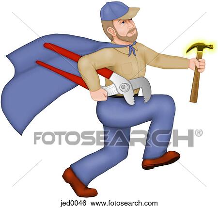 A superintendant with a large pair of pliers and a hammer to the rescue View Large Illustration Stock Illustration - A superintendant with a large pair of pliers and a hammer to the rescue. Fotosearch