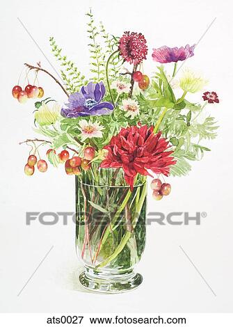 A tall vase of flowers View Large Illustration Stock Illustration - A tall vase of flowers. Fotosearch