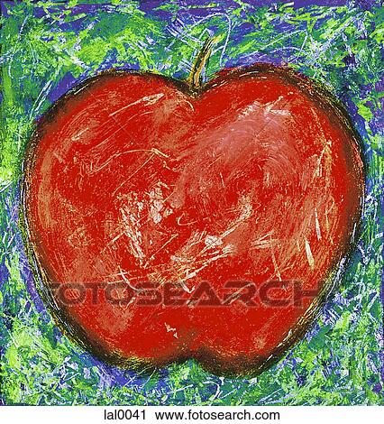 Clip Art - A textured illustration of a red apple. Fotosearch