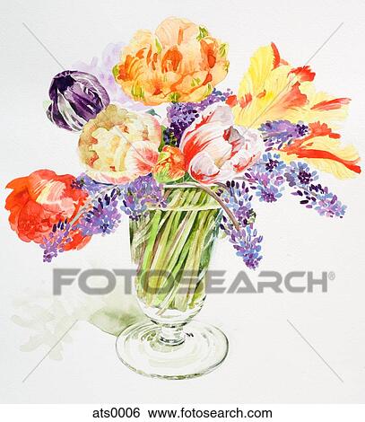 A vase filled with colorful flowers View Large Illustration Stock Illustration - A vase filled with colorful flowers. Fotosearch