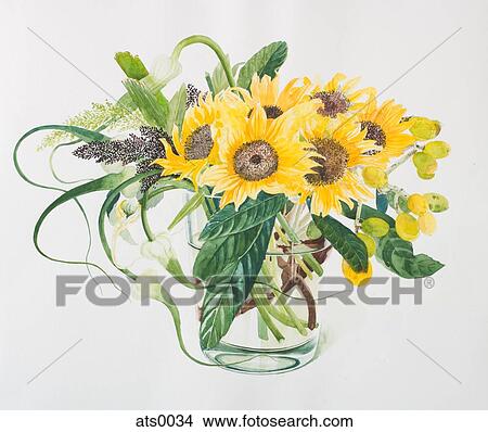 A vase filled with Sun flowers View Large Illustration Stock Illustration - A vase filled with Sun flowers. Fotosearch