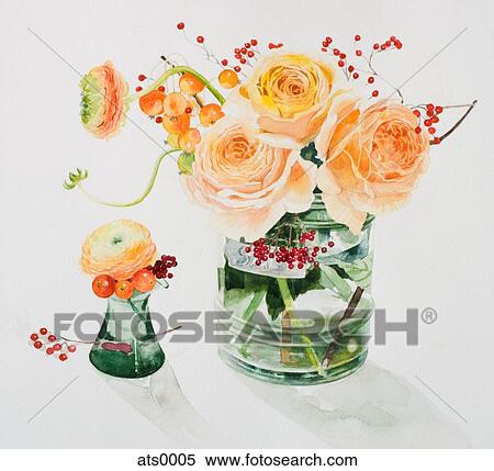 A vase of apricot colored roses View Large Illustration Stock Illustration - A vase of apricot colored roses. Fotosearch