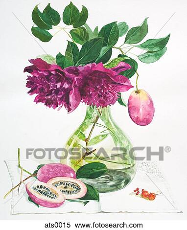 A vase with purple fruits and flowers View Large Illustration Stock Illustration - A vase with purple fruits and flowers. Fotosearch