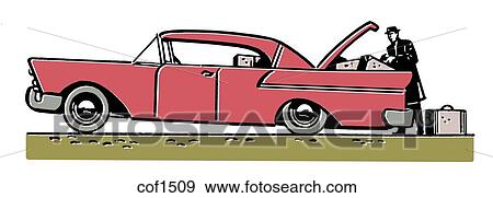 Stock Illustration - A vintage illustration of a classic car. Fotosearch