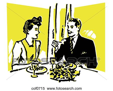 A vintage illustration of a couple enjoying a meal at a restaurant View Large Illustration Stock Illustration - A vintage illustration of a couple enjoying a meal at a restaurant. Fotosearch