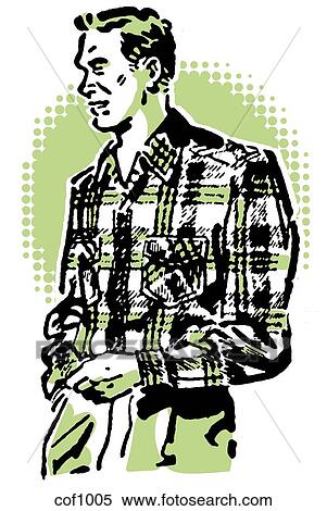 A vintage illustration of a man in a plaid shirt View Large Illustration Stock Illustration - A vintage illustration of a man in a plaid shirt. Fotosearch