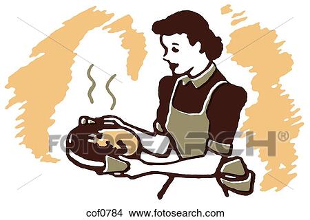 A vintage illustration of a woman carrying a dish hot from the oven View Large Illustration Stock Illustration - A vintage illustration of a woman carrying a dish hot from the oven. Fotosearch